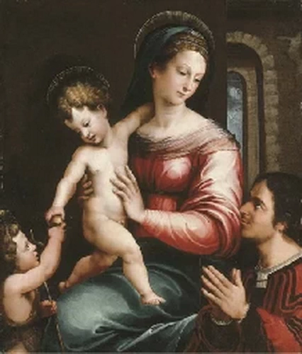 Perin del Vaga - La Madonna col Bambino e San Giovannino e un donatore